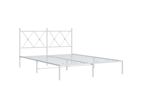 Cama con Cabecero VIDAXL Metal Blanco (135x190cm)