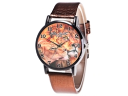 Reloj De Pulsera De Cuarzo Para Hombre Con Correa De Cuero Sintético, Resistente Al Agua, Estilo Casual (café).