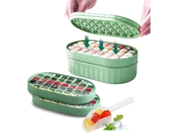 Juego De Bandejas Cuadradas Para Cubitos De Hielo Con Tapa Y Espátula Para Congelador - Verde