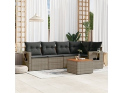 Conjunto de 6 sofás de jardín con cojines en mimbre gris DKD Home Decor