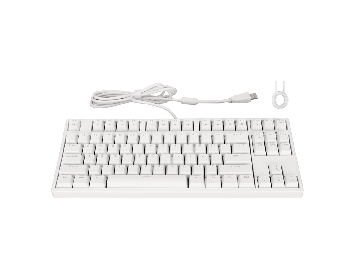 Teclado Mecánico De 87 Teclas Con Interruptores Azules Y Retroiluminación Blanca, Con Cable, Para Juegos Y Uso De Oficina.