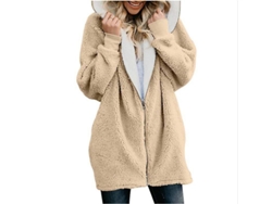 2026-chaqueta De Invierno Para Mujer Con Capucha Fluffy Forro De Felpa Poliéster