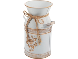 Jarrón De Metal Estilo Cubo Vintage, Blanco Con Asa Resistente