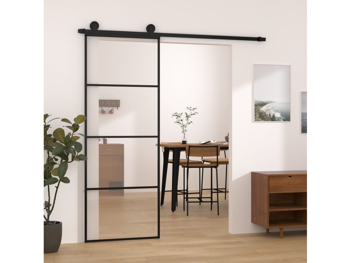 Puerta corrediza | Puerta corredera con herrajes, 76 x 205 cm, ESG, vidrio/aluminio, WSD167666, Lovely Home