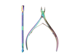 Juego de 2 piezas de tijeras, peladores, raspadores y cortadores de cutículas de acero inoxidable para manicura.
