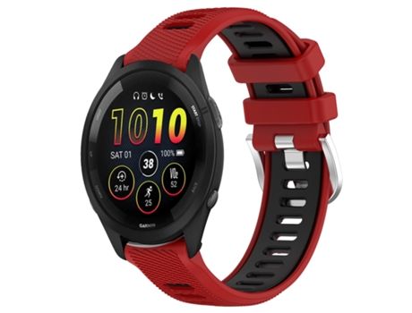 Correa Smartwatch para Garmin Forerunner 265 Correa Deportiva de Silicona de 22mm con Hebilla de Acero Bicolor (Rojo + Negro)