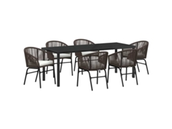 Maison Exclusive - Conjunto De Comedor De Jardín 7 Pcs Marrón