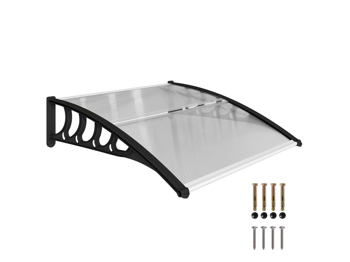 Toldo para puertas y ventanas de 103x96,5 cm con paneles de policarbonato y tira de aluminio. Transparente PMM CAPITALI
