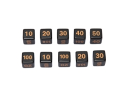 Juego De 10 Dados De Plástico Negros De 6 Caras Con Números En Ángulo Recto Para Juegos De Mesa Y Educación.