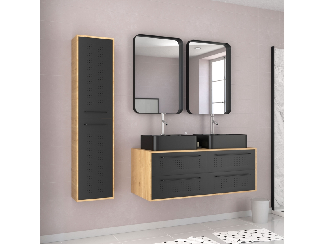 Muebles de Baño + 2 Bacias + 2 Espejos AURLANE (150 x 120 x 53)