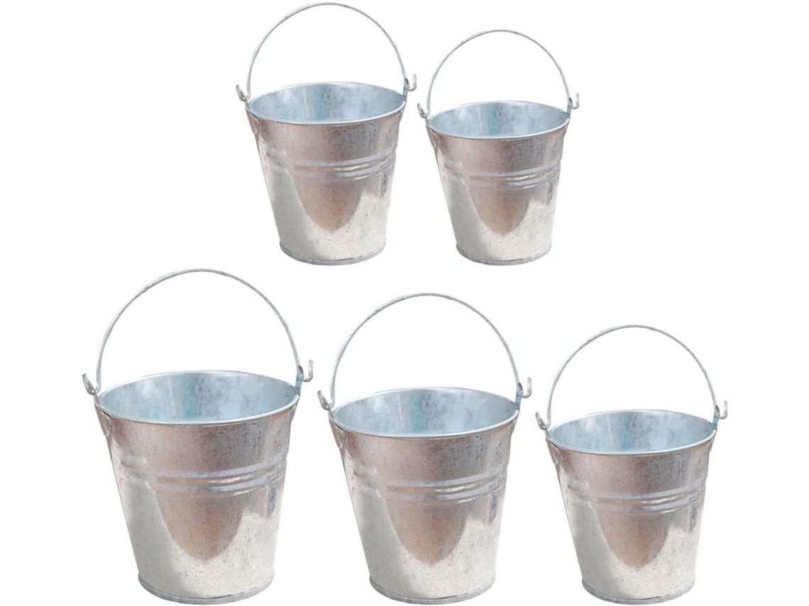 Juego De 5 Mini Macetas Decorativas Galvanizadas