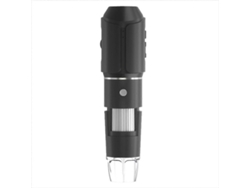 Microscopio digital de bolsillo con conexión Wi-Fi y USB, color negro.