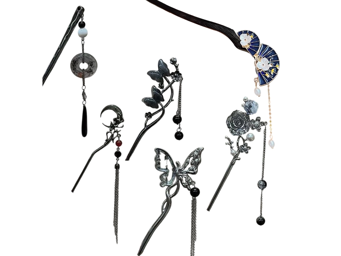 Pinzas de aleación de estilo antiguo de alta calidad para mujer, nuevas pinzas chinas versátiles con borlas, accesorios retro para el cabello.
