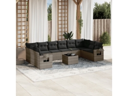 Conjunto de sofás de jardín de 11 piezas DKD Home Decor con cojines de mimbre gris