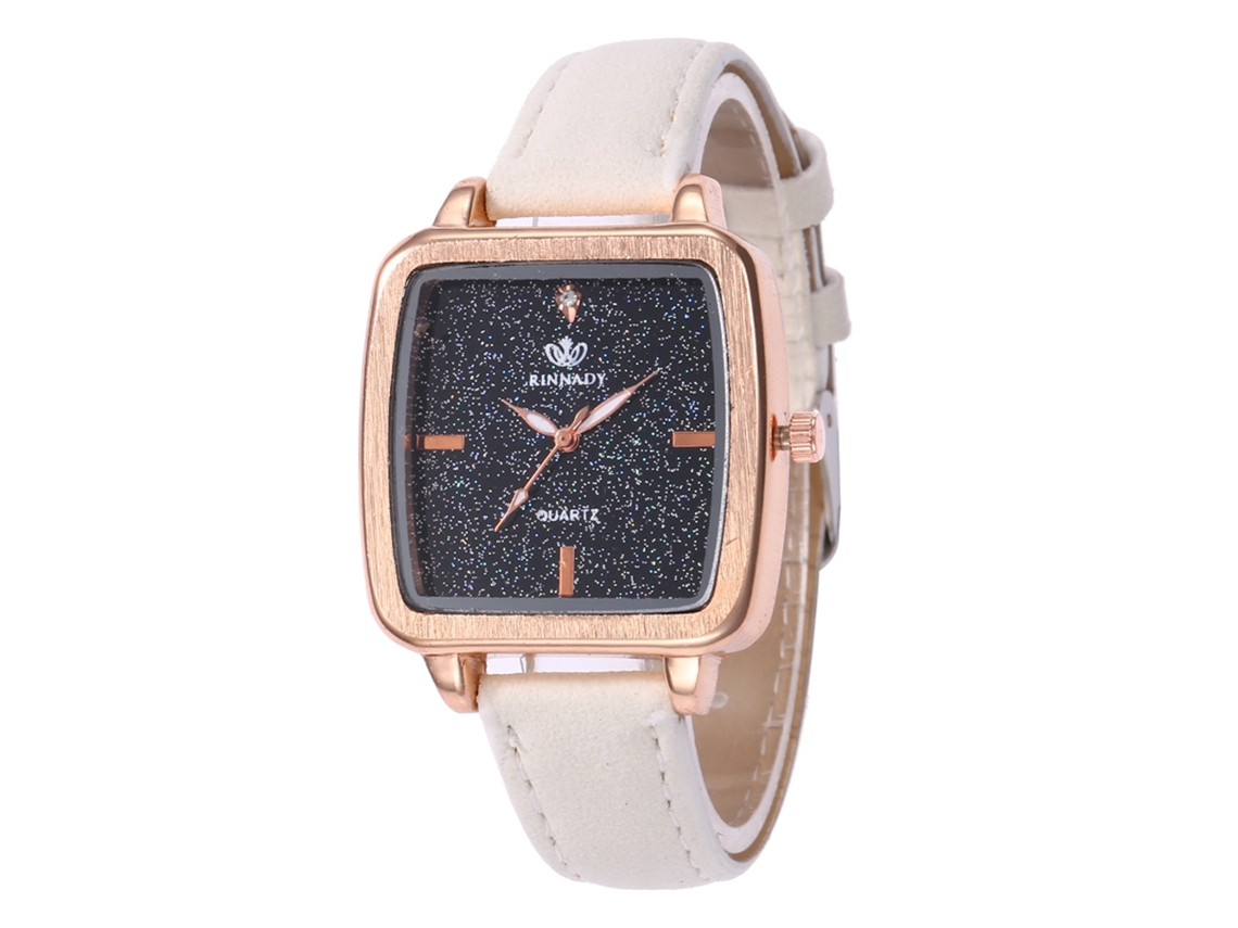 Reloj De Cuadrado Unisex Pareja Correa Cuero Pu Reloj De Pulsera De Quartzo (blanco)