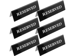 Letreros Acrílicos De Reserva De 20x7 Cm, Juego De 6, Blanco Y Negro, Para Restaurantes.