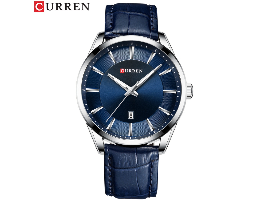 (5) Relógio Masculino Com Pulseira Redonda De Couro, À Prova D'água, Com Calendário