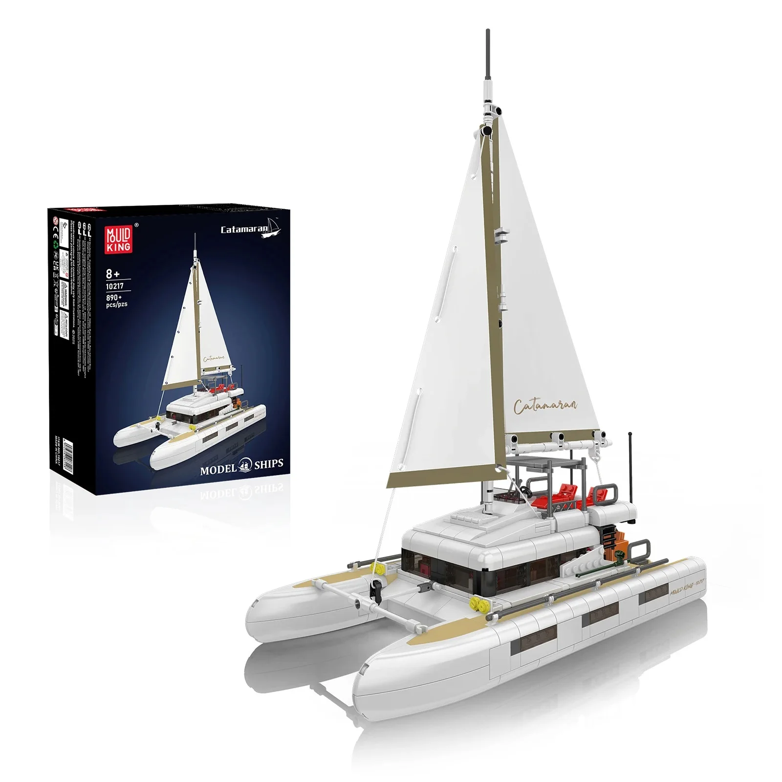 (10217) 890 Bloques De Construcción De Catamarán, Modelo De Exhibición De Velero Moc
