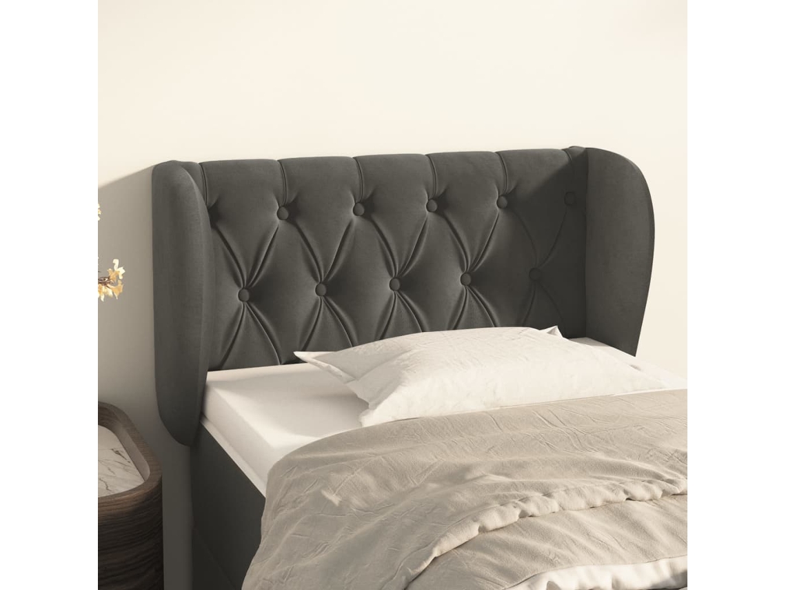 Cabecero De Terciopelo Gris Oscuro 83x23x78/88 Cm