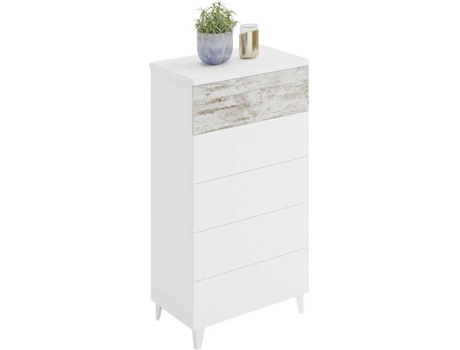 Cómoda HABITDESIGN Vintage (Blanco - Melamina - 61x118x40 cm)