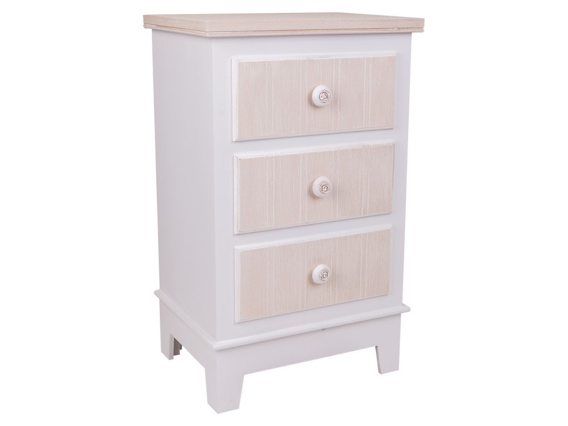 Mesita de Noche WANDERLUST DECO (Madera - Blanco - 40 x 30 x 64 cm)