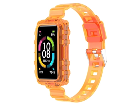 Correa TPU + PU para Huawei Band 7/Band 6/Honor Band 6 - naranja transparente