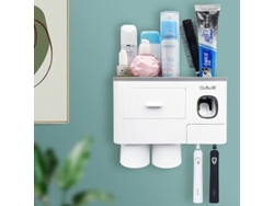 Soporte De Pared Para Cepillos De Dientes, Soporte Multifuncional Con Dispensador De Pasta De Dientes Y Cajón.