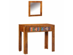 Tocador con cajón y espejo, marrón, 90 x 45 x 75 cm, HARLANV1