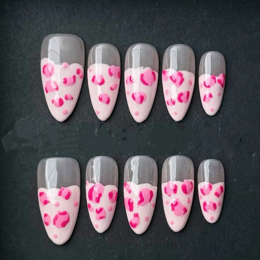 (g077-l) Uñas Postizas Hechas A Mano, Tipo A Presión, Paquete De 10 Unidades.