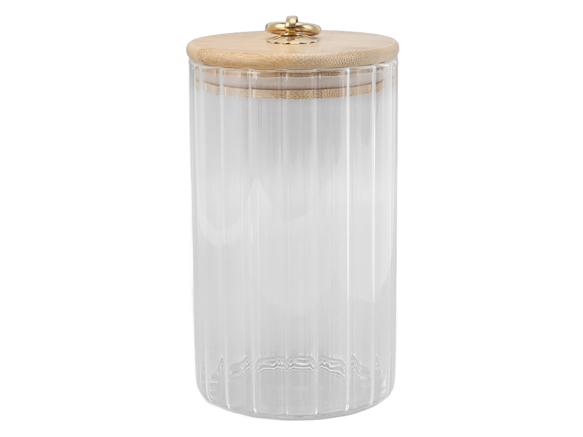 Tarro De Cristal Hermético Con Tapa De Bambú Para Té, Café, Azúcar Y Frutos Secos, 750 Ml.