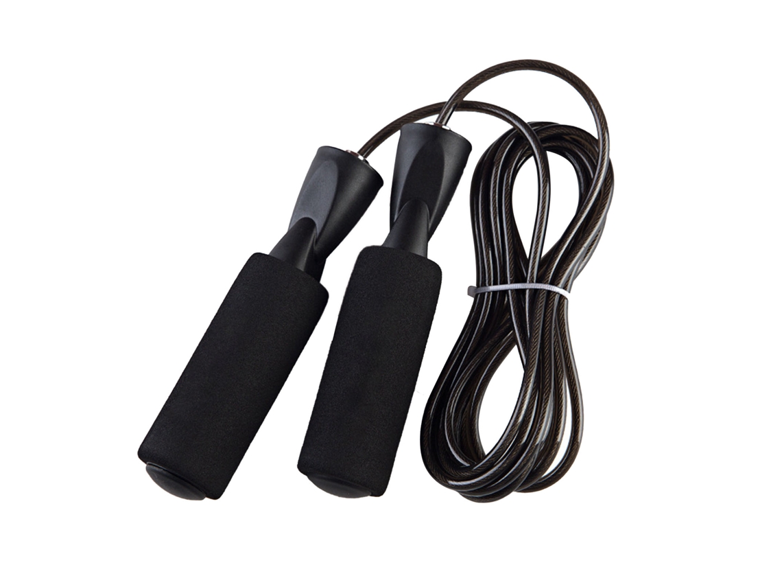 Cuerda Para Saltar Ajustable Con Cable De Acero Y Mango De Espuma Antideslizante Para Ejercicio Al Aire Libre - Negra