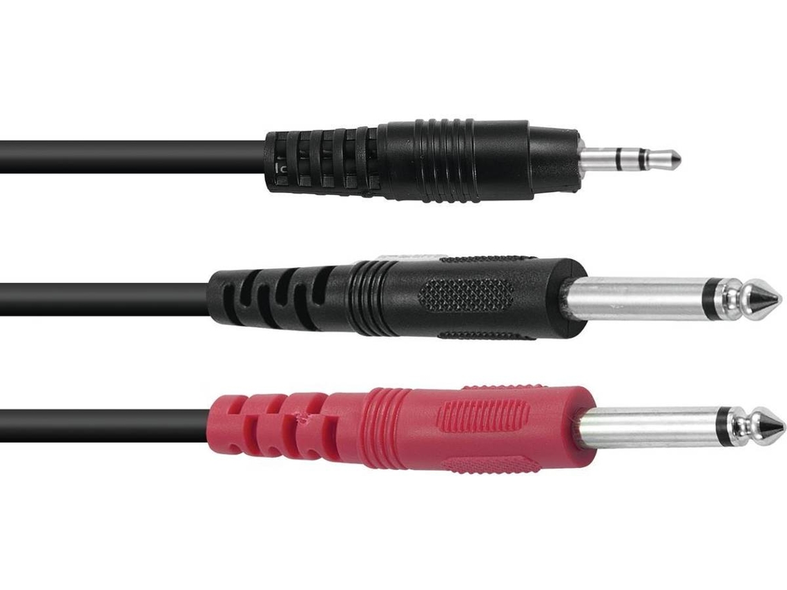 Cable Adaptador OMNITRONIC 3.5 Jack/2xJack ECO 1,5m bk
