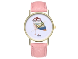 Reloj De Pulsera De Cuarzo Informal Para Hombre/mujer Con Correa De Piel Sintética Rosa.