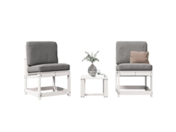 Conjunto de salón de jardín de 2 piezas en madera maciza de pino, blanco, DKD Home Decor