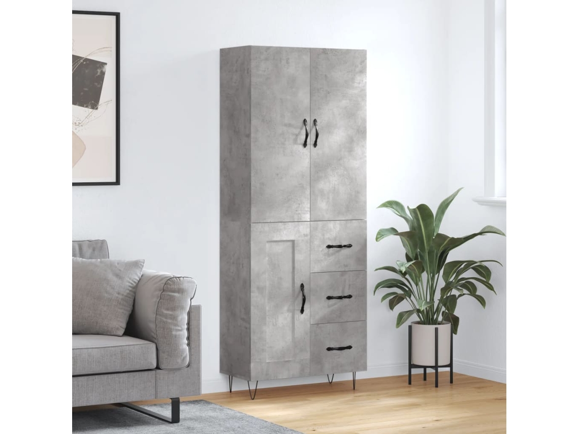 Aparador Alto Madera Contrachapada Gris Hormigón 69,5x34x180 Cm