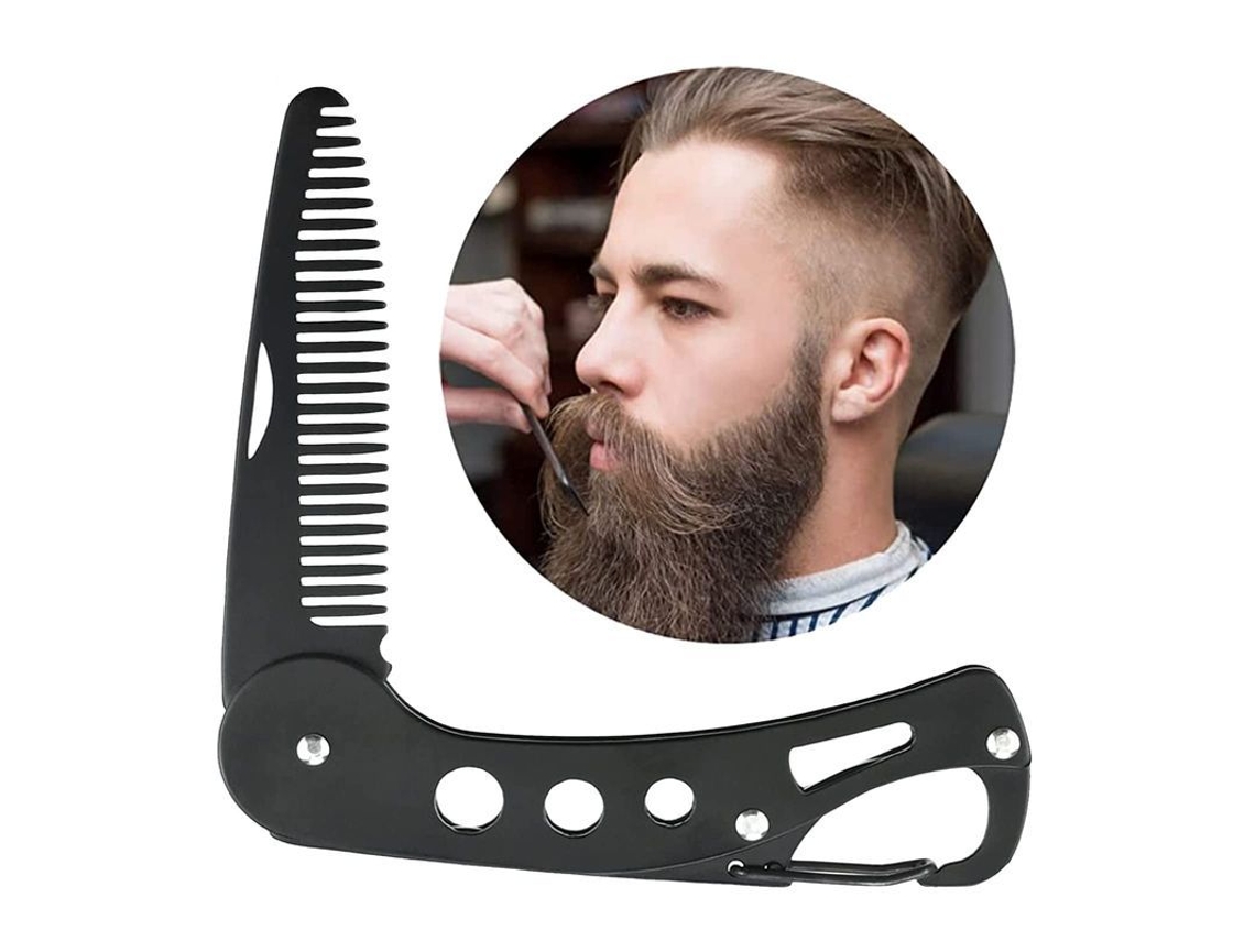 Peine Plegable Para Barba Linjou Para Hombre, Acero Inoxidable Con Abridor De Botellas, Portátil.