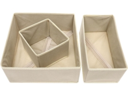 Almacenamiento Plegable 3 Piezas Tejida Beige Práctica Transpirable Ideal Hogar Caja Tela No
