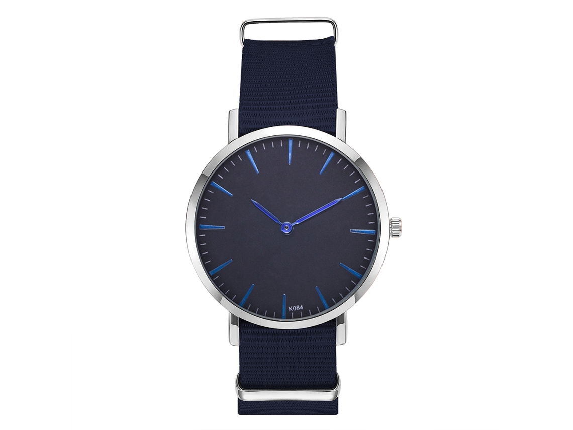 Reloj De Pulsera Hombre Moda Casual De Nylon Simple Cuarzo Azul Real