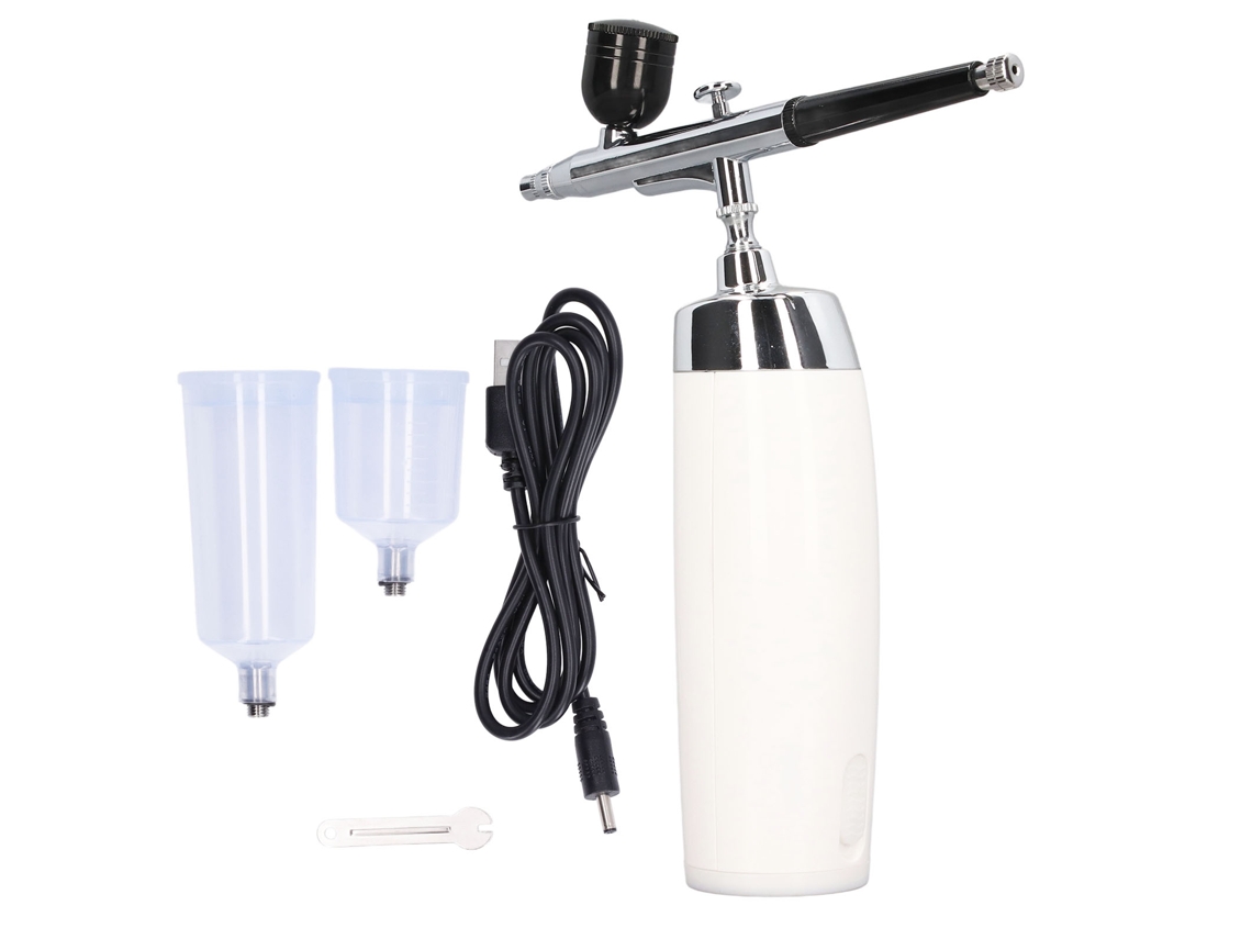 Kit De Aerógrafo Inalámbrico Con Carga Usb Estable, Portátil, Con Depósito De Pintura Y Pipeta, Blanco.