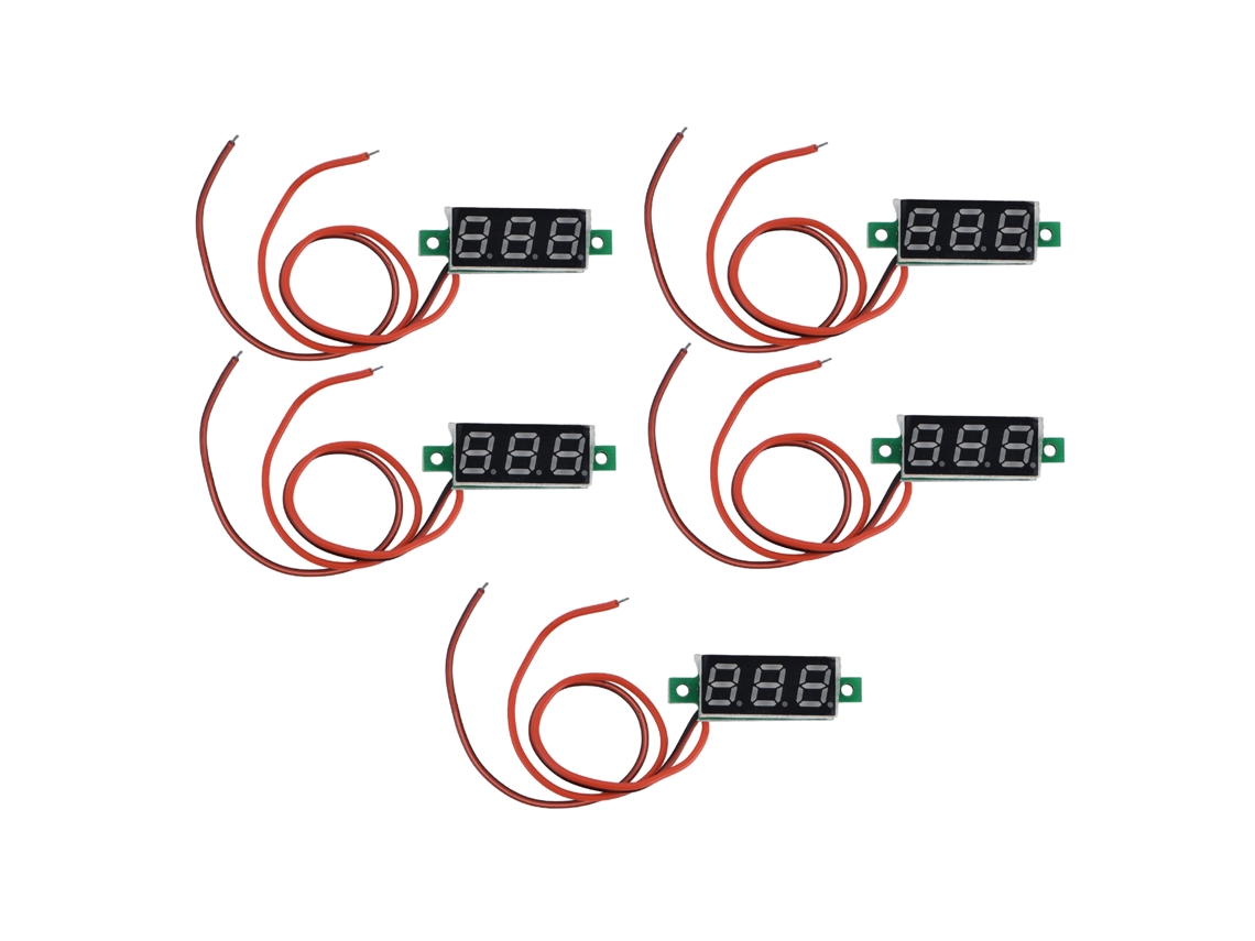 5 Mini Voltímetros Digitales Dc 2.4~30v, Probador Detector, 2 Cables Ajustables De 0.28in, Amarillo Y Verde
