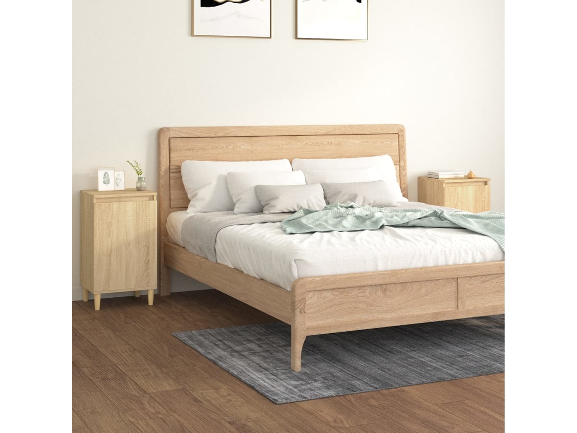 Mesitas de Noche 2 Pzs Derivados de Madera Roble Sonoma
