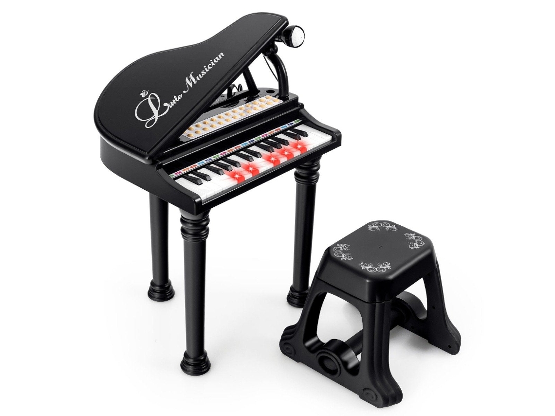 Piano Infantil com 31 Teclas e Banco Preto, 35x30x55 Cm NORTHIX