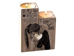 Porta Velas De Madera Linjou Corazón Regalo Decoración Día San Valentín Boda Navidad Cumpleaños