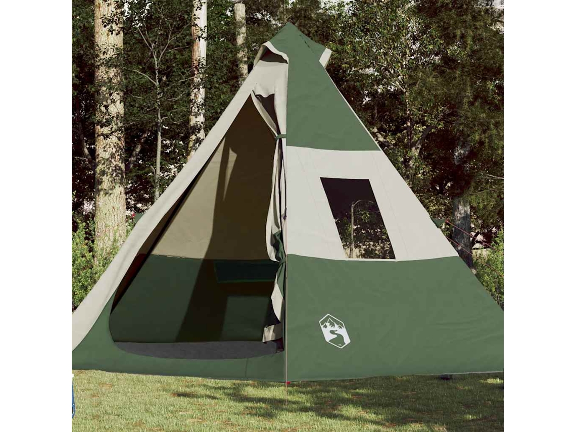 Tienda de campaña tipi impermeable verde para 7 personas