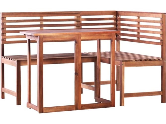 Conjunto 2 mesa y sillas bistró de jardín VIDAXL madera maciza acacia