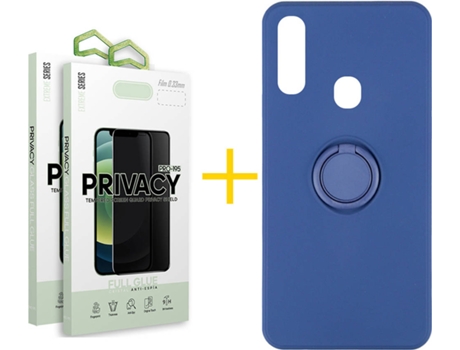 Carcasa + 2 Protectores de Pantalla para Samsung Galaxy A20e SKYHE Azul Oscuro