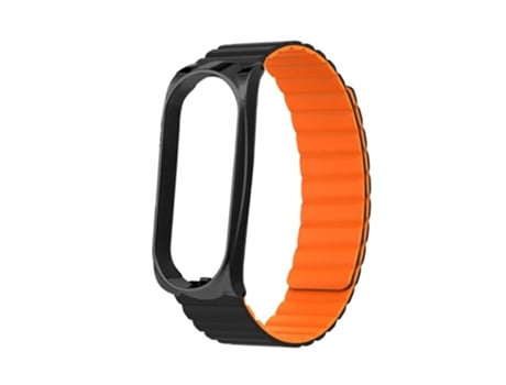 Correa de Silicona magnético para Xiaomi Mi Band 5/6/7 - negro/naranja