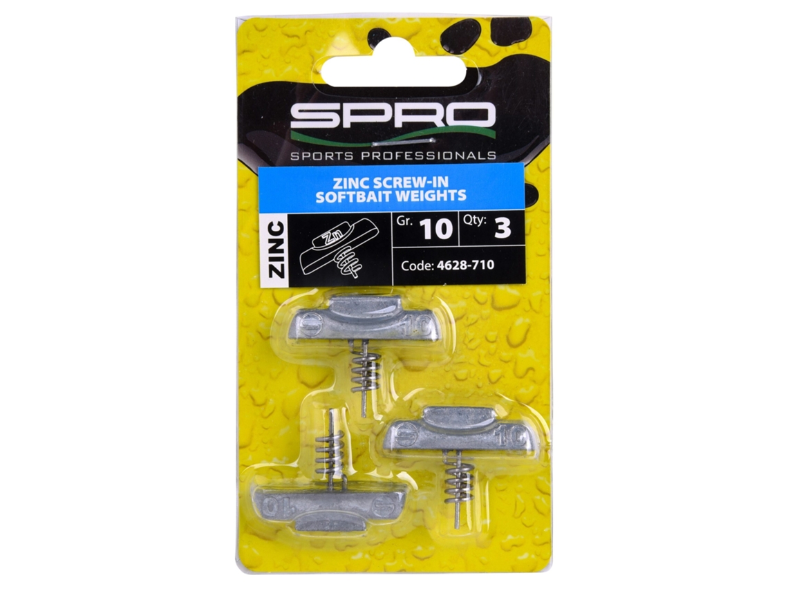 Paquete de 6 de 3 cabezas de plomo SPRO Zinc Screw-in Softbait Weights - 10 g