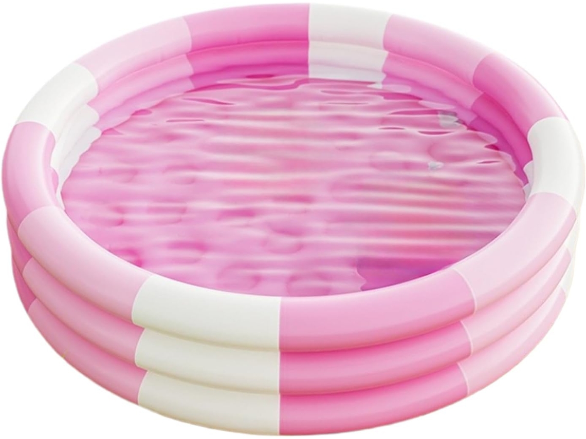 Piscina Inflável CHRUI para Crianças Listras Fundo Bolhas 130cm (rosa)