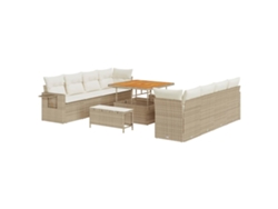 Maison Exclusive - Juego de sofás de jardín de mimbre beige y crema de 11 piezas